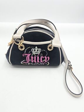 Juicy Couture Dreamy Juicy Satchel Black and Cream Pink Logo